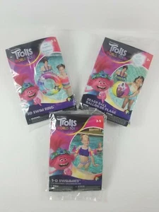 NEW Trolls World Tours Inflatable Bundle: Beach Ball, Arm Floaties and Swim RIng - Picture 1 of 7