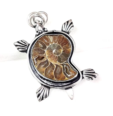 Модная бижутерия кулон из натурального красивого аммонита с фантазийным кабошоном драгоценными камнями 2,25 дюйма - Изображение 1 из 4
