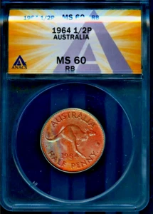 1964-P Australian Half Penny MS 60 RB ANACS # 7840924 + Bonus - Picture 1 of 2