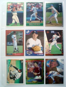 1994-2002'S LOT OF 9 BASEBALL CARDS + 1 PLASTIC SHEET FOR COLLECTORS ALBUM, - Imagen 1 de 3