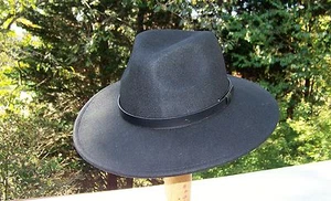 Brand New Wool Wide Brim Fedora Hat (Small/Med.) Black - Picture 1 of 10