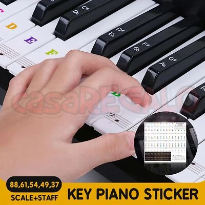 TRANSPARENT Keyboard Piano Stickers 88/61/54/49/37 KEYS Sticker Note For Learner - image 1 of 4