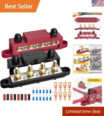 Compact Marine Bus Bar with Nickel-Plated Terminals - Safe Power Distribution - Image 1 of 4