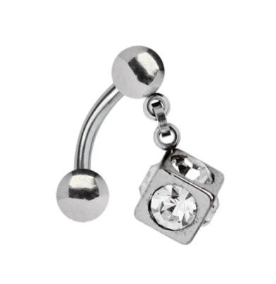 Piercing Intimo Per Ombelico Gioiello Banana 1,2Mm + 6Mm Cubo Con Zirconia - Immagine 1 di 2