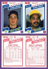 Wally Joyner Angels & Tony Pena Pirates 1987 M&M's Star Lineup 2-Card Panel #1&2