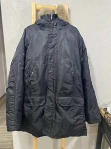 VTG Y2K Sean John Full Zip Fur Trim Hooded Puffer Jacket Men's 2XL Black Hip - Picture 1 of 4