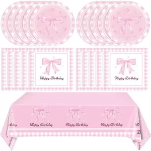 Pink Bow Party Decorations41Pcs Bow Birthday Party Supplies for 20Coquette Bi... - Picture 1 of 7