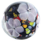 22mm MAGNOLIA Black/Purple Flower Handmade art glass Marble 7/8" SHOOTER