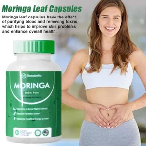 60PCS Rosabella Moringa Pulver Kapseln mit 800mg des reinen Nährstoffs NEW - Bild 1 von 12