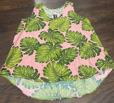 Camiseta sin mangas Island Aloha Wear rosa hawaiana con estampado floral fluido Foto 1 de 4