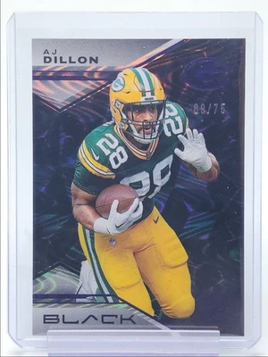 AJ DILLON 2023 PANINI BLACK FOOTBALL ROYAL PACKERS #46 /75 Q5839 - Image 1 of 2