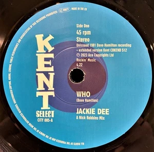 Jackie Dee / The Dave Hamilton Band - Who / Who (Instrumental) (7") (Mint (M)) - - Picture 1 of 4