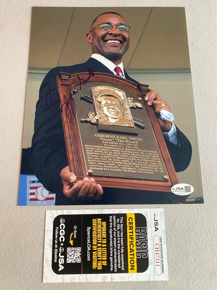 HALL OF FAME INDUCTION OZZIE SMITH AUTOGRAPH 8x10 PORTRAIT PHOTO JSA CH47211 - Image 1 of 1