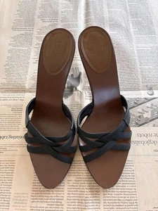 GUCCI Black High Heel Sandals Size 37 US7 Women Used - Picture 1 of 5