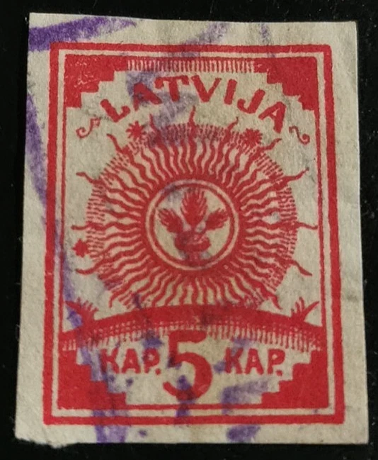 Letonia: 1919 Impreso en papel Pelure fino, 5 K. (Sello coleccionable). Foto 1 de 1