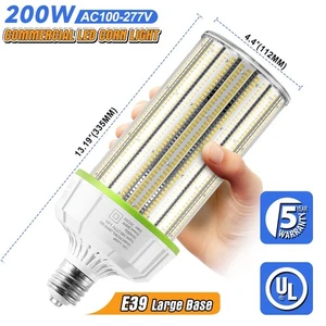 27000LM -200 Watt LED Corn Light COB Bulb Commercial Warehouse Gym Work Lighting - Picture 1 of 10