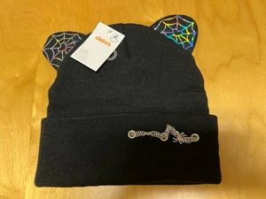 Cappello unisex nero Halloween orecchie di gatto motivo ragno catena berretto maglia berretto Claire’s nuovo con etichette - Foto 1 di 4