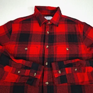 Old Navy Herren Gr. M Hemd kariert rot Büffel Karo doppelt angeraut Knopf Flanell - Bild 1 von 14