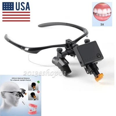 3.0X Lupas binoculares médicas dentales + Luz de cabeza quirúrgica LED quirúrgica de 5W Foto 1 de 4