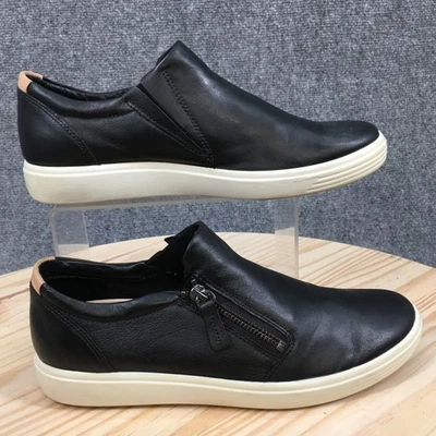 Ecco Loafer Womens 9 Black Soft 7 Round Toe Slip On Casual Comfort Leather - Image 1 of 4