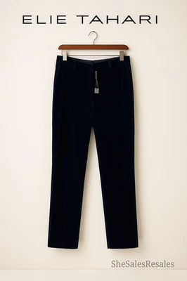Elie Tahari Blue Velvet Straight Trousers Pants Women’s Size8 US Style: CN04U207 - Image 1 of 4