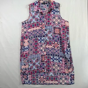 Zac Rachel Shirt Dress Womens size 2X Midi Multicolored Sleeveless Floral - Picture 1 of 13