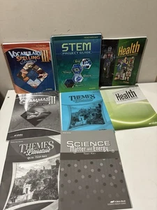 Abeka 9th Grade Lot of 8 Books STEM Project Guide Health Grammar Spelling Themes - Picture 1 of 7