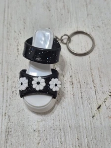 Vintage 1990s Y2K Sandal Flip Flop Keychain Key Ring Flowers Womens Shoe - Picture 1 of 2