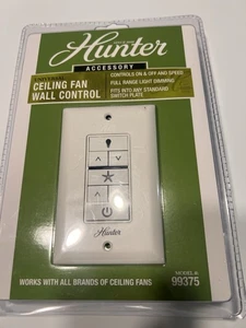 Hunter Universal Ceiling Fan Wall Control Speed On Off With Dimming Model 99375 - Picture 1 of 3