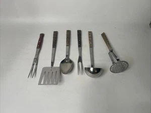 Vintage Prestige Cooking Utensils Teak Wood Handles Mid Century Free Post #J - Picture 1 of 13