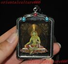 2.6"Tibet Buddhism Temple Tibetan Silver Tara Thangka Statue Amulet Pendant