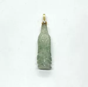 Enchanting Kuan Yin Carved Jade Diamond Pendant 18k Yellow Gold - Picture 1 of 6