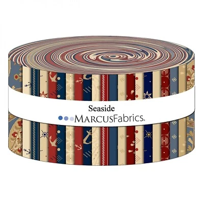 Seaside by Paula Barnes, 2-1/2in Strips (40 Pcs), Reproduction Fabric Jelly Roll - Image 1 of 2