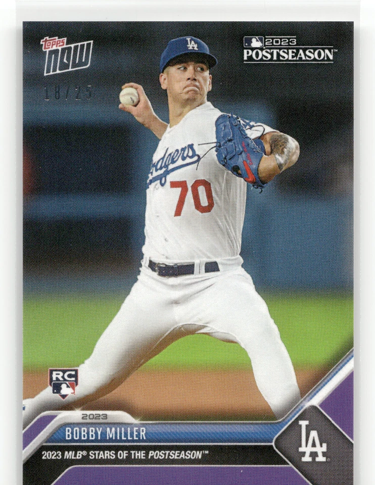 BOBBY MILLER Rookie Card 2023 Topps Now #PS-21 PURPLE Parallel 18/25 Postseason - Image 1 of 2