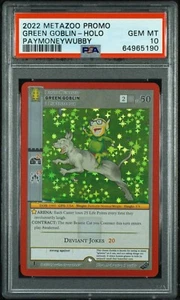 💎🤑 2022 Metazoo Promo GREEN GOBLIN 😈-FULL HOLO PAYMONEYWUBBY 💵🌲 PSA 10 ☠️ - Picture 1 of 6