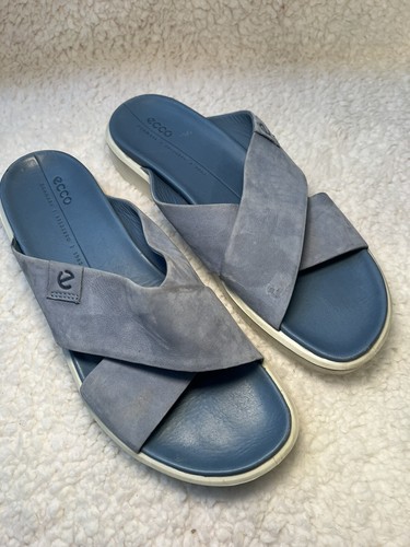 ECCO Flowt LX Slide Flat sandalo in pelle da donna taglia US 8 EU 39 blu