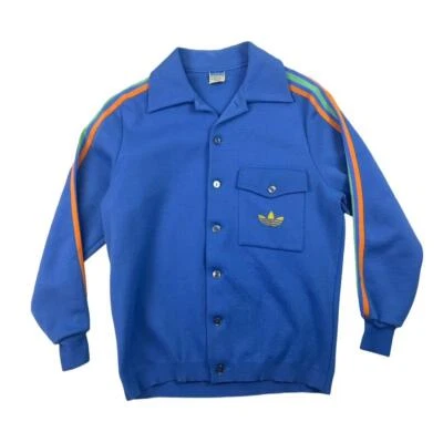 CHAQUETA DEPORTIVA JERSEY AZUL ALEMANIA OCCIDENTAL ORIGINAL ADIDAS VINTAGE AÑOS 70 RARA TALLA S Foto 1 de 4