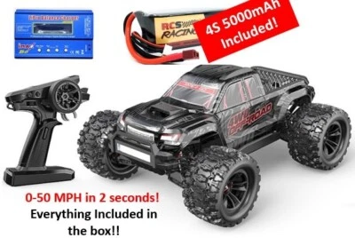 Brushless 4S Car Truck Truggy - 60MPH + battery & Charger  MJX 1/10 10208 Black - Image 1 of 4