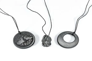 Pendant shungite engraved + Elite + Circle 3pcs Karelia EMF protection 45% 98% - Picture 1 of 4