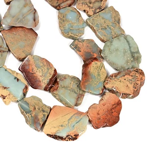 Aqua Terra Jasper Freeform Slab Slice Beads Size 30-50mm 15.5" Strand - Picture 1 of 2