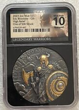2023 $5 Niue Eric Bloodaxe 2 oz High Relief Silver Antiqued and Gold Gilded NGC