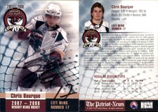 Chris Bourque Signed 2007 Hershey Bears AHL #NNO RC Card Hershey Bears Auto