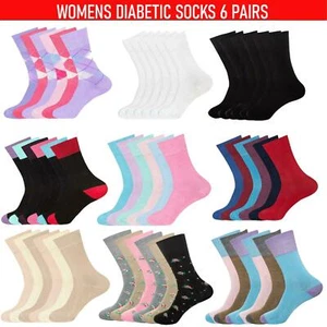 6 Paar Damen Diabetikersocken Damen nicht elastisch lose Top Baumwollsocken UK 4-7 - Bild 1 von 20