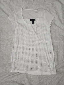 Camicia INC International Concepts donna taglia M bianca con borchie a rete N3#13 - Foto 1 di 4