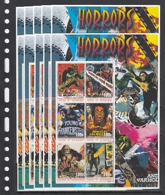 King Kong Drácula Horrores Películas 2001 Myanmar 1 M/s Perf Set X 10 Lote al por mayor Foto 1 de 2