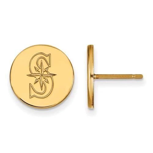 SS Gold-plated Seattle Mariners Letter S Small Disc Post Earrings - Image 1 of 1