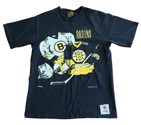 Vtg 94’ Nutmeg Mills Boston Bruins NHL Men’s Black Hockey T-Shirt Size Medium Cover