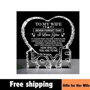 Valentines Day Gifts for Her Wife I Love You for Her Crystal Keepsake Wife Gift - Picture 1 of 12