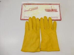Vintage Denise Francelle Rue de Rivoli Paris Yellow Leather Gloves Sz 7 1/2
