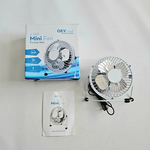 Mini Desk Fan 4" White USB 3 Speed Table Top Portable Desktop Laptop Oxy Cool - Picture 1 of 9